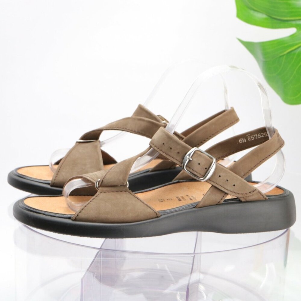 Solidus Womens Sandal Size 8.5 Brown Leather Three Point Adjustable Strap Comfy - Picture 7 of 12